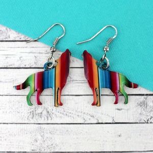 Serape Lone Wolf Free Spirit Boho South Western Native people metal earrings